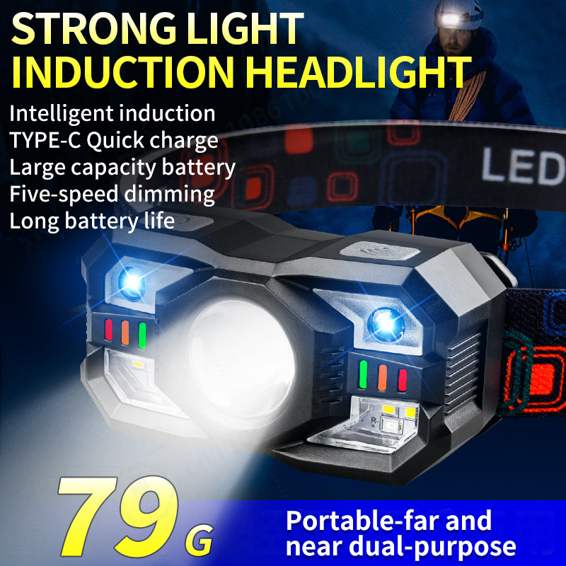 Running Headlamp - Lanterna de Cabeça LED com Indução,
