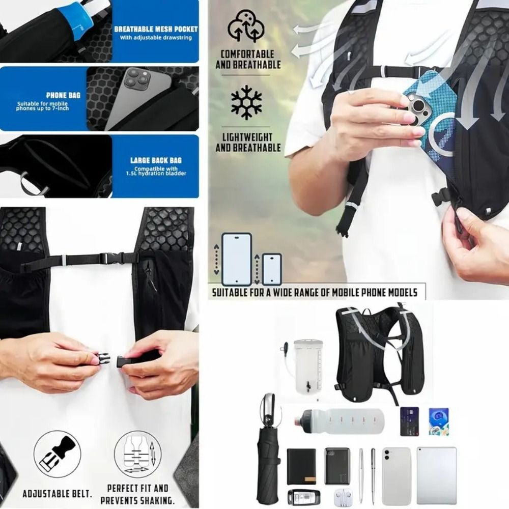 Hydration Vest - Colete de Corrida Refletivo Impermeável Ajustável
